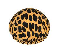 Leopard Print Print Premium Double Layer Shower Cap For Women With Reusable Shower Cap For Hair - Waterproof Plastic Cap - Shower Caps For Long, Short And Curly Hairs