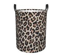 Leopard Print Print Print Round Single-Layer Dirty Laundry Basket â€“ Full-Width Printed Design, Waterproof Oxford Cloth Material, Suitable For Various Rooms