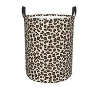 Leopard Print Print Round Single-Layer Dirty Laundry Basket – Full-Width Printed Design, Waterproof Oxford Cloth Material, Suitable For Various Rooms