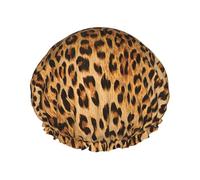Leopard Print Print Shower Essentials Bonnet For Women, Large Washable Elastic Band Bath Hair Wrap Shower Cap