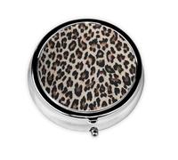 Leopard Print Print This Small, Round Pill Box is a Portable Travel Medicine Organizer with Three compartments for Storing Daily medications.