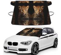Leopard Print Printed Car Windshield Cover for Ice and Snow, Durable Windshield Snow Cover, Sun Protection, Universal Fit 69x42.5''