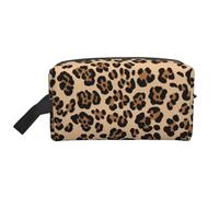 Leopard Print Printed Cosmetic Case with Handle, Lightweight Compact Storage for Makeup, Toiletries & Gadgets, Make up Organiser for Travel, School, Work