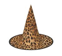 Leopard Print Printed Halloween Witch Hat For Women And Men Pointy Hat Decoration Cosplay