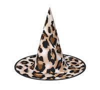 Leopard Print Printed Halloween Witch Hat For Women And Men Pointy Hat Decoration Cosplay