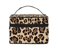 Leopard Print Printed Travel Makeup Bag Spacious Portable Cosmetic Organiser with Handle, Large Capacity Toiletry Bag, Gift for Women Girls