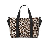Leopard Print Printed Travel Tote Bag, Large Capacity Gym Bag, Lightweight Weekend Travel Shoulder Bag, Unisex