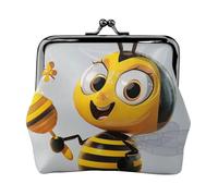 Leopard Print Prints Coin Purses with Kiss-lock, PU Leather Mini Pouch Change Wallet for Men Women, Honey Bee Art, One Size