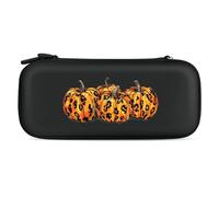 Leopard Print Pumpkins Compatible with Switch Carrying Case Waterproof Protective Travel Bag with 15 Game Card Slots