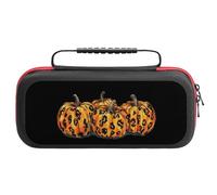 Leopard Print Pumpkins Compatible with Switch Carrying Case Waterproof Protective Travel Bag with 20 Game Card Slots