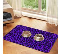 Leopard Print Purple,Waterproof Pet Feeding Mat,PU Leather Placemats for Cat Dog Water Bowl,Food Mats,30x45cm