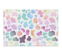 Leopard Print Rainbow Adults Jigsaw 500 Piece Puzzles Game Tech Gifts Difficult Large Puzzle Flower Animal Painting, 20.5x14.9 Inch