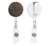 Leopard Print Retractable Badge Holder Reel Clip ID Card Holder for Doctor Nurse Student Office Worker