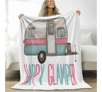 Leopard Print Retro Camper Van Throw Blanket Minimal Style Flannel Blanket 79 x 87 in, Leopard Print Retro Camper Van Soft and Light Cozy Fluffy Blanket Gift for Adults Teen and Children, 200 x 220 cm