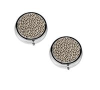 (Leopard Print) Round Pill Box with 3 Compartment Small Pill Organizer Portable Pill Case Vitamin Containers, Travel Essentials 4.6x4.6x1.8 cm