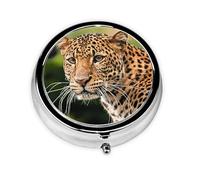 Leopard Print Round Pill Organizer 3 Compartment Pill Box Portable Medicine Pill Case for Outdoor Travel