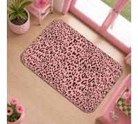 Leopard Print Runner Rug, Animal Print Modern Spots Rounded Corners Peach Dorm Room Essentials Edge Binding Doormat Throw Rug Rectangle for Kitchen Laundry Room Decor 2x3 Ft