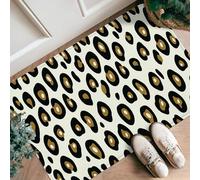 Leopard Print Runner Rug, Contemporary Funky Circles Black N/a Black Low Pile Sponge Doormat Throw Rug Edge Binding for Kitchen Hallway Laundry Room Entryway Decor 2x3 Ft