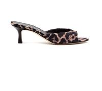 Leopard-print Satin Mule Sandal- female- Julie Dee- Heeled Mules- Brown- 7 UK- Shoes 7 UK