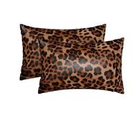 Leopard Print Satin Pillowcase for Hair and Skin Standard Size 76 x 51 cm with Hidden Zipper Pillow Case for Sleeping Wrinkle-Free Silk Pillowcases Smooth Cooling Pillow Cover