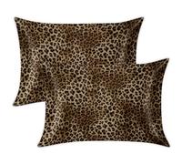 Leopard Print Satin Pillowcases for Hair and Skin 2 Pack, Leopard Pattern Pillowcase with Envelope Closure Super Soft Wrinkle Stain Resistant Silky Pillow Cases 50.8 x 66 cm