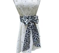 Leopard Print Satin Sash Belt For Dresses, Black Leopard, Medium