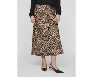 Leopard Print Satin Skirt with High Waist leopard print
