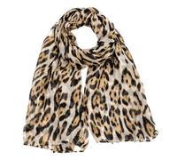 Leopard Print Scarf for Women, Lightweight Chiffon Silk Feel Rectangular Scarf, Soft Touch Fashion Accessory (Khaki)