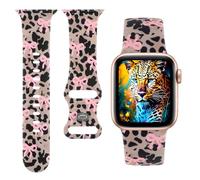 Leopard Print Silicone Band Compatible with Apple Watch Bands 38 40 41 42mm Women,Cheetah Bowknot Dow Paw Printed Wristband for iWatch Series 11 10 9 8 7 6 5 4 SE/Ultra 3 2 1 (B2-Bowknot Leopard, 38mm