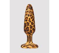 Leopard Print Silicone Medium Butt Plug - Silver Silver