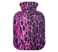 Leopard Print Skin Texture Pink hot-Water Bottle with Soft Cover, 2L hot compresses for The Body for Neck and Shoulder Pain Relief, Neck and Shoulder Pain Relief