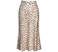 Leopard Print Skirt for Women Cheetah High Waist Silk Satin Elasticized Skirts, W-floral-06, S