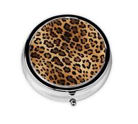 Leopard Print Small Pill Box 3 Compartment Portable Pill Box for Purse Pocket Tiger Skin Mini Medicine Organiser for Daily Vitamin Fish Oil Storage