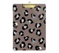 Leopard Print Spots Black Clipboard Acrylics Writing Clipboard Cute Decorative Letter Size Clipboards with Low Profile Metal Clip for Nurses, Lawyers, Doctor Offices