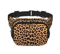 Leopard Print Square Double-Layer Waist Bag Chest Bag Crossbody Bag Running Travel Hiking Waist Bag