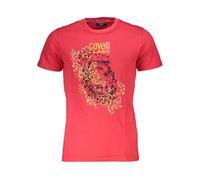 Cavalli Class Mens Leopard Print Silhouette Red T-Shirt Cotton - Size 2XL
