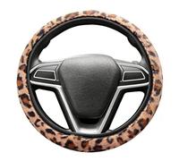 Leopard Print Steering Wheel Cover, Knitted Leather Material Leopard Print Car Accessories, Driving Comfort Fluffy Steering Wheel Cover Ideal for Female Drivers and Gift Giving