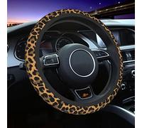 Leopard Print Steering Wheel Cover Universal Cute Sexy Wild Cheetah Animal Skin Wheel Protector for Women Men Ladies Non-Slip Auto Car Accessories Fit for Most Cars SUV Sedan Vans Trucks (15 Inch)