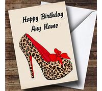 Leopard Print Stiletto Personalised Birthday Card | Birthday Card | Design Birthday Card