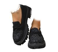 Leopard Print Suede Loafers for Women, Leopard Print Thick Bottom Casual Loafers with Bowknot, Business Work Slip On Walking Shoes (Black,40EU)