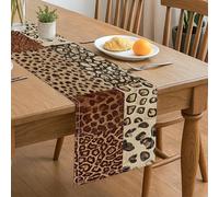 Leopard Print Table Runner, Rustic Animal Patterned Farmhouse Kitchen Dining Decor for Home Family Gatherings 13x72 Inch