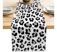 Leopard Print Table Runner Western Cheetah Party Decorations Runners Farmhouse Dresser Runner Scarf for Party Home Kitchen Dining Room 13x71 Inch (Just a Print) (13x71 Inch, White Leopard Print)