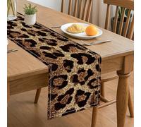 Leopard Print Table Runner, Wild Animal Pattern Modern Dining Decor for Home Family Gatherings Holiday Celebrations 13x72 Inch