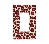 Leopard Print Textures Red Light Switch Wall Plate Faceplate Cover Single Rocker 1 Gang Decorator Outlet Receptacle Covers for Home Kitchen Room Bathroom Decor