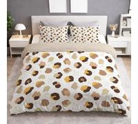 Leopard Print Theme Double Duvet Cover Set 3 Piece, Soft Brushed Microfiber Bedding set, Abstract Spot Colour Block Print Breathable Quilt Cover for Kids & Adults Bedroom Decor