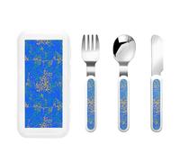 Leopard Print Three-Piece Set of Children's Cutlery-Safe and Durable Plastic Pp+430 Stainless Steel, Suitable for Kindergartens, Picnics, Birthday Parties and Other Scenes.