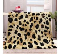Leopard print Throw Blanket Leopard Print Microfiber Fleece Blanket Warm Soft Single Plush Throw Blankets for Sofa Couch Bed Sofa Chair, Flannel Blankets 130 x 150 cm for Kids Teens L525