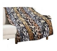 Leopard Print Throw Blanket,Rustic Style Wild Animals Cowhide Skin Watercolor Soft Warm Cozy Flannel Plush Camping Company Double-Sided Office Chair Bedding Blankets All Season, 40x50 in