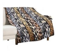 Leopard Print Throw Blanket,Rustic Style Wild Animals Cowhide Skin Watercolor Soft Warm Cozy Flannel Plush Camping Company Double-Sided Office Chair Bedding Blankets All Season, 40x50 in
