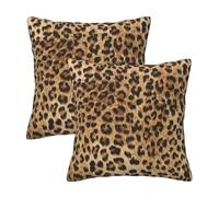 Leopard Print Throw Pillow Covers 18x18 Inch Set of 2 Modern Decorative Square Cushion Covers for Home Living Room Bedroom Bed Outdoor